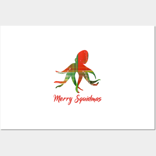 Funny CHRISTMAS Plaid Squid Posters and Art